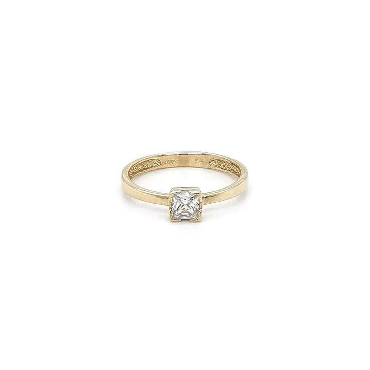Gold Engagement Ring with Zircon