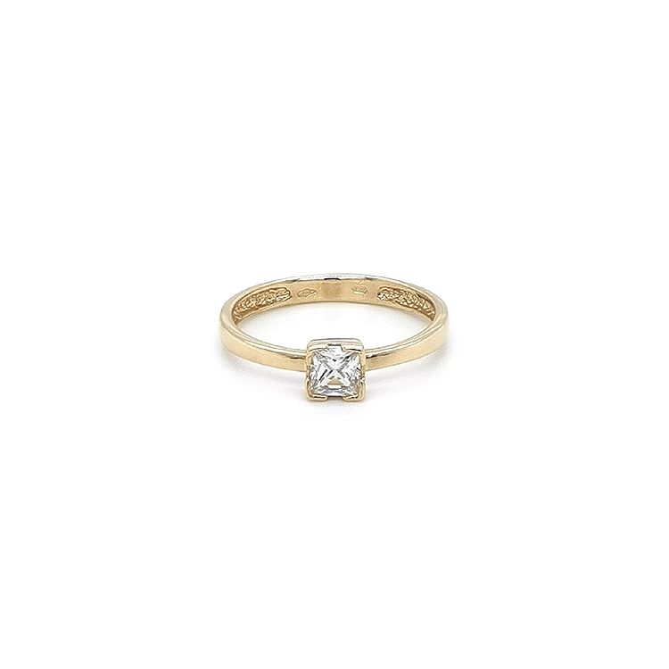 Gold Engagement Ring with Zircon