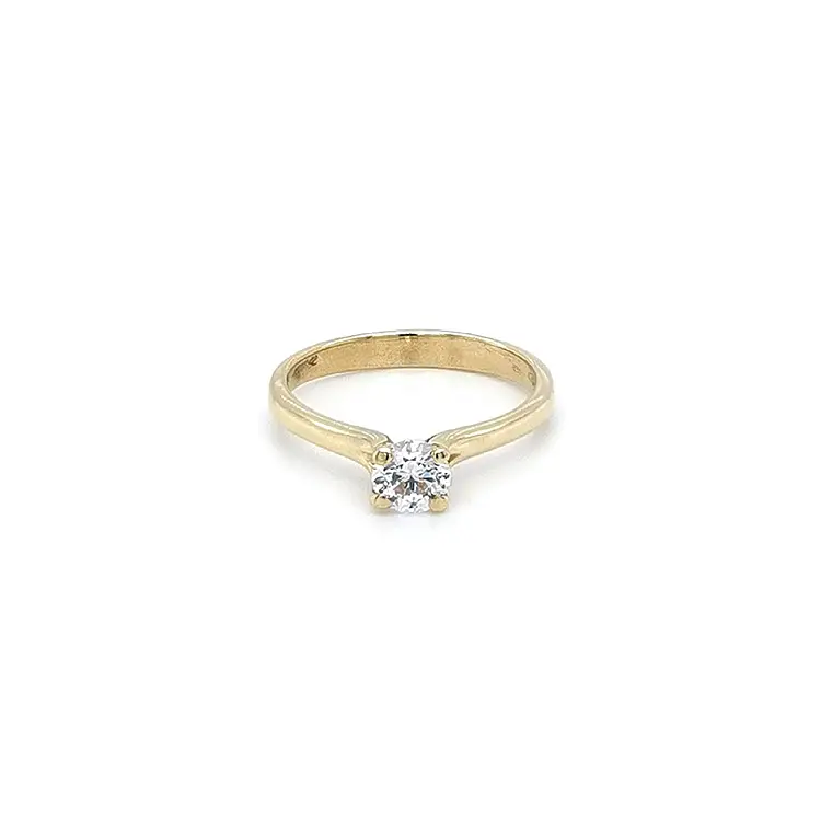 Gold Engagement Ring with Zircon