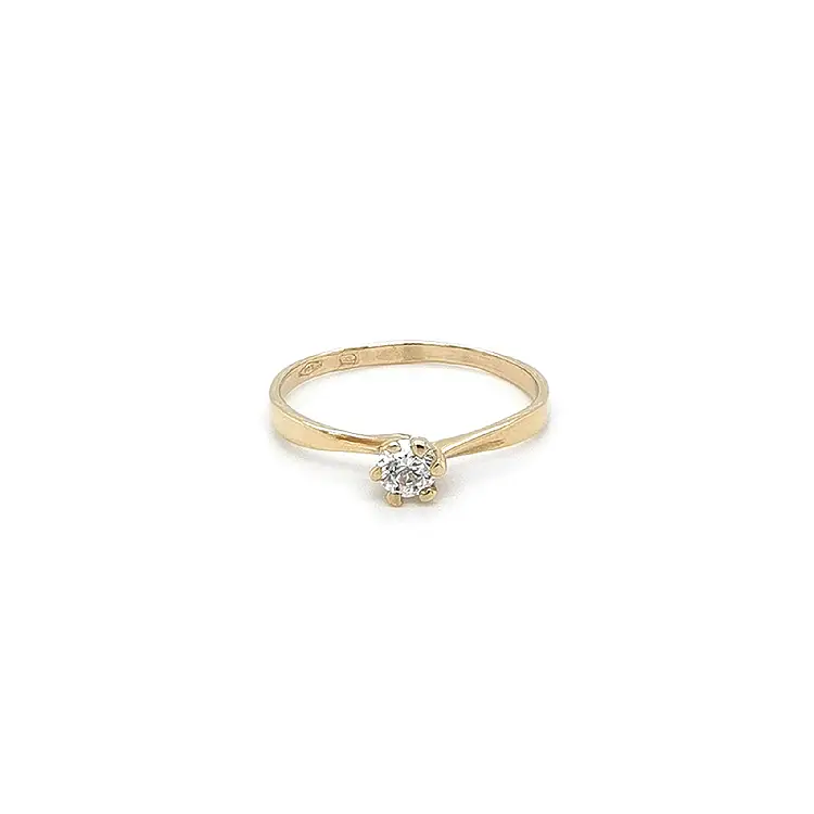 Gold Engagement Ring with Zircon