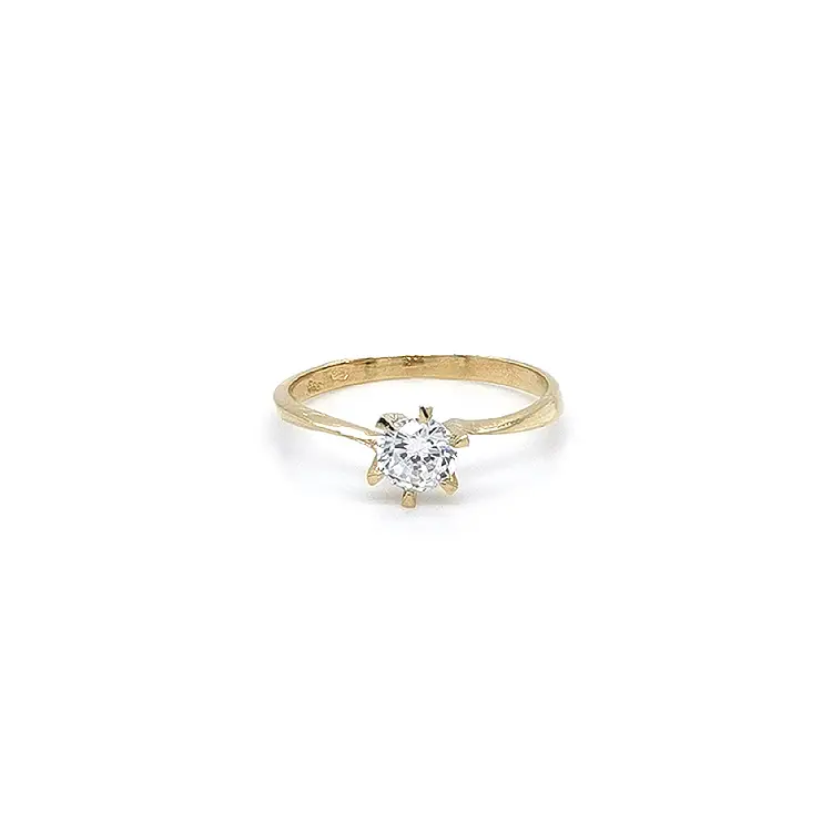 Gold Engagement Ring with Zircon