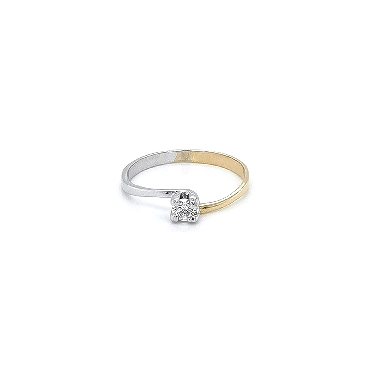Gold Engagement Ring with Zircon