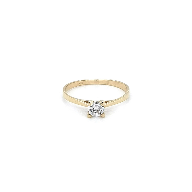 Gold Engagement Ring with Zircon
