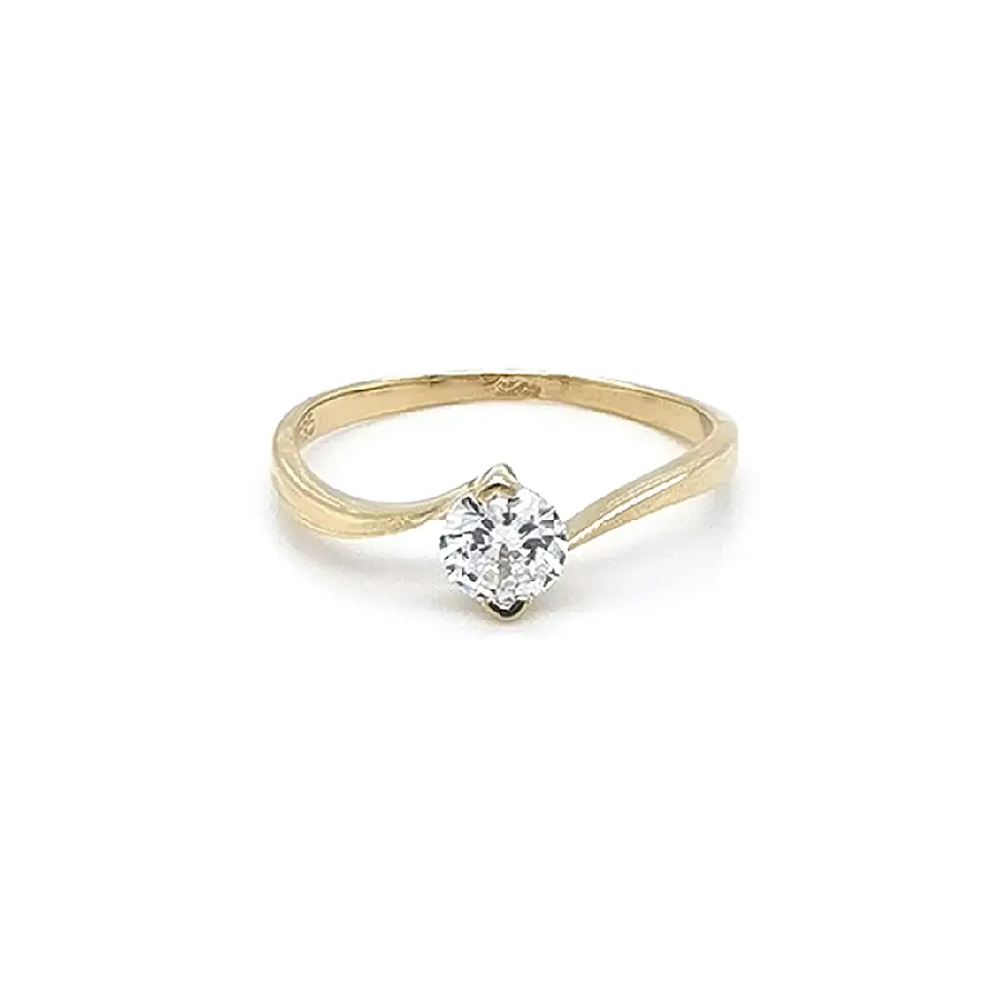 Gold Engagement Ring with Zircon