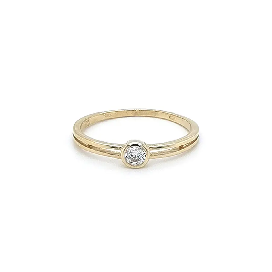 Gold Engagement Ring with Zircon