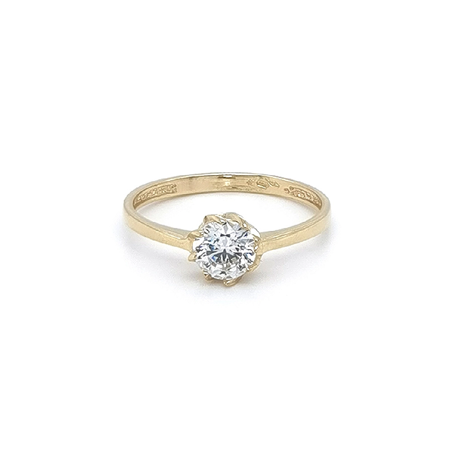 Gold Engagement Ring with Zircon