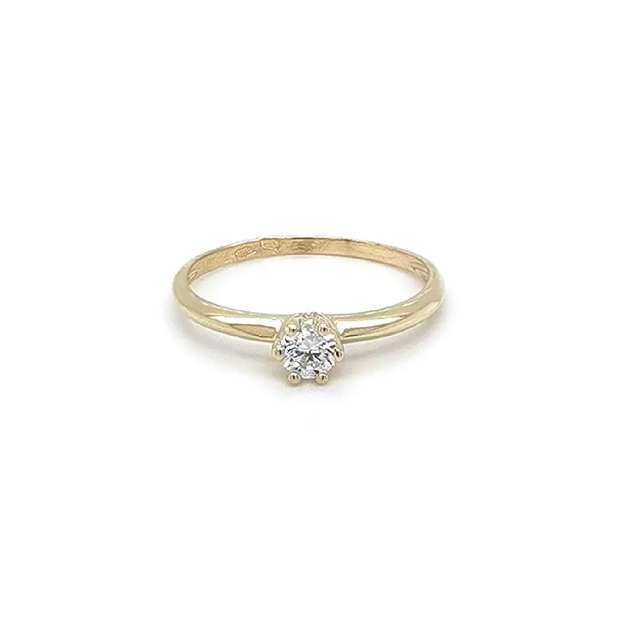 Gold Engagement Ring with Zircon