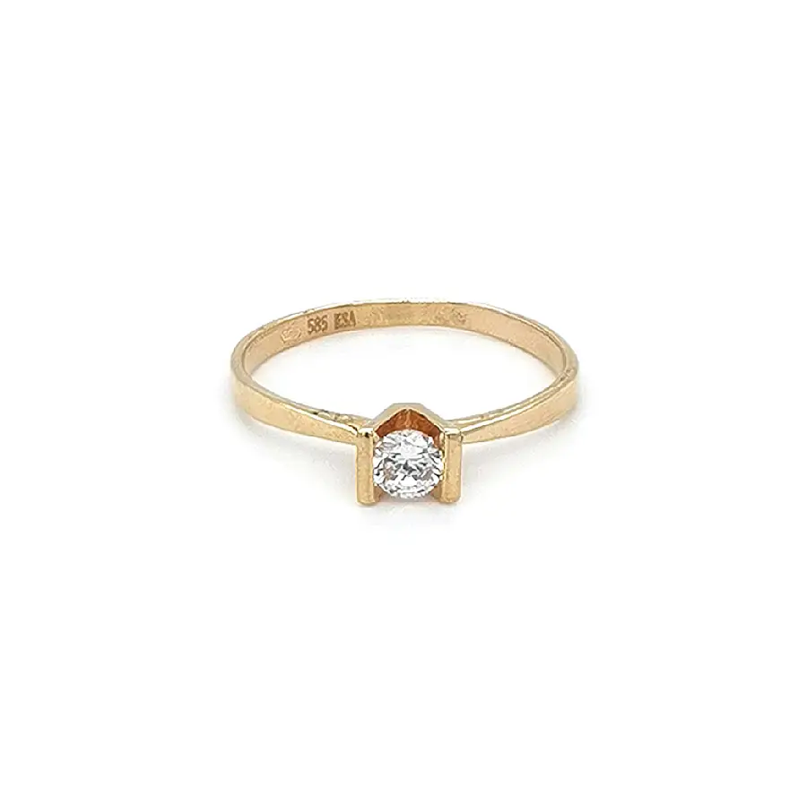 Gold Engagement Ring with Zircon