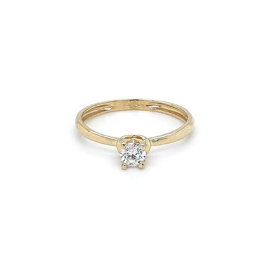 Gold Engagement Ring with Zircon
