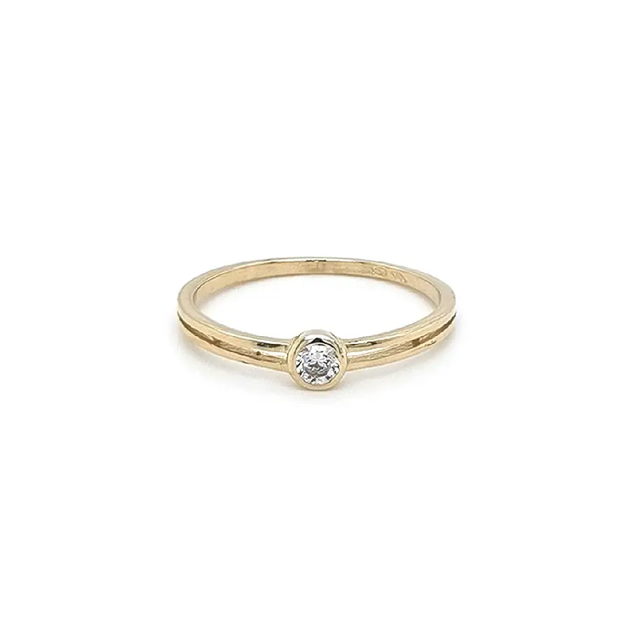 Gold Engagement Ring with Zircon