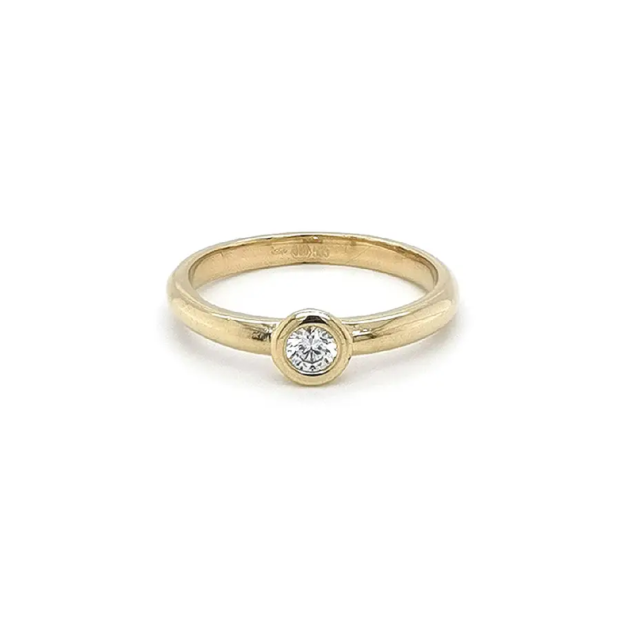 Gold Engagement Ring with Zircon