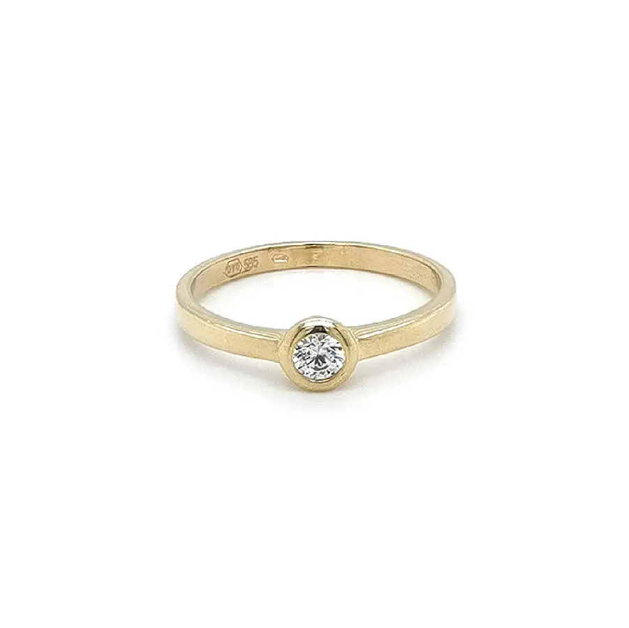 Gold Engagement Ring with Zircon