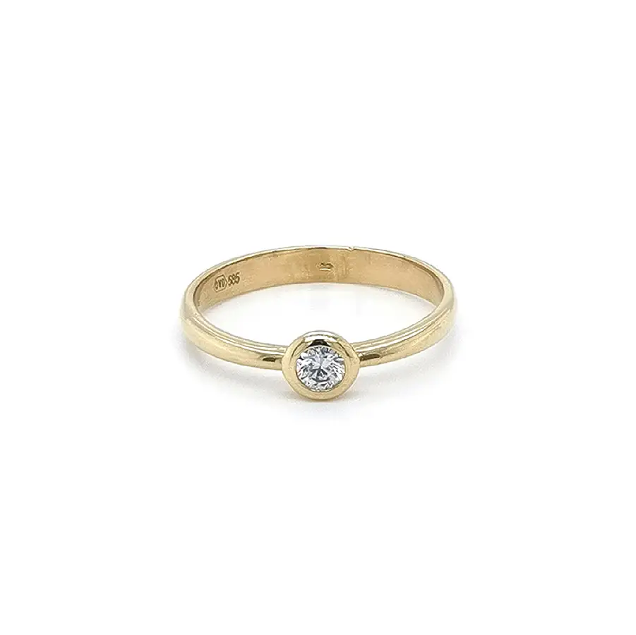 Gold Engagement Ring with Zircon