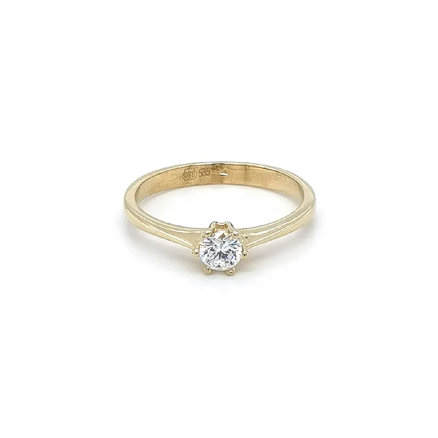 Gold Engagement Ring with Zircon