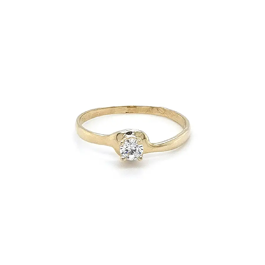 Gold Engagement Ring with Zircon