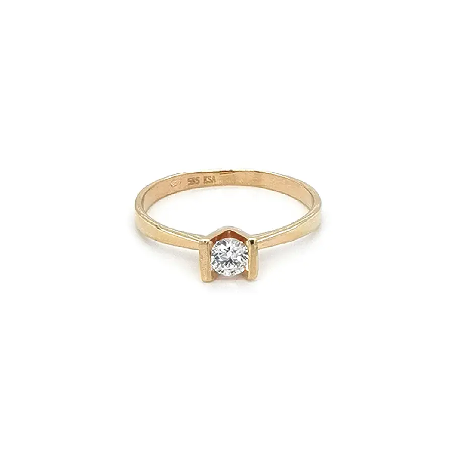 Gold Engagement Ring with Zircon