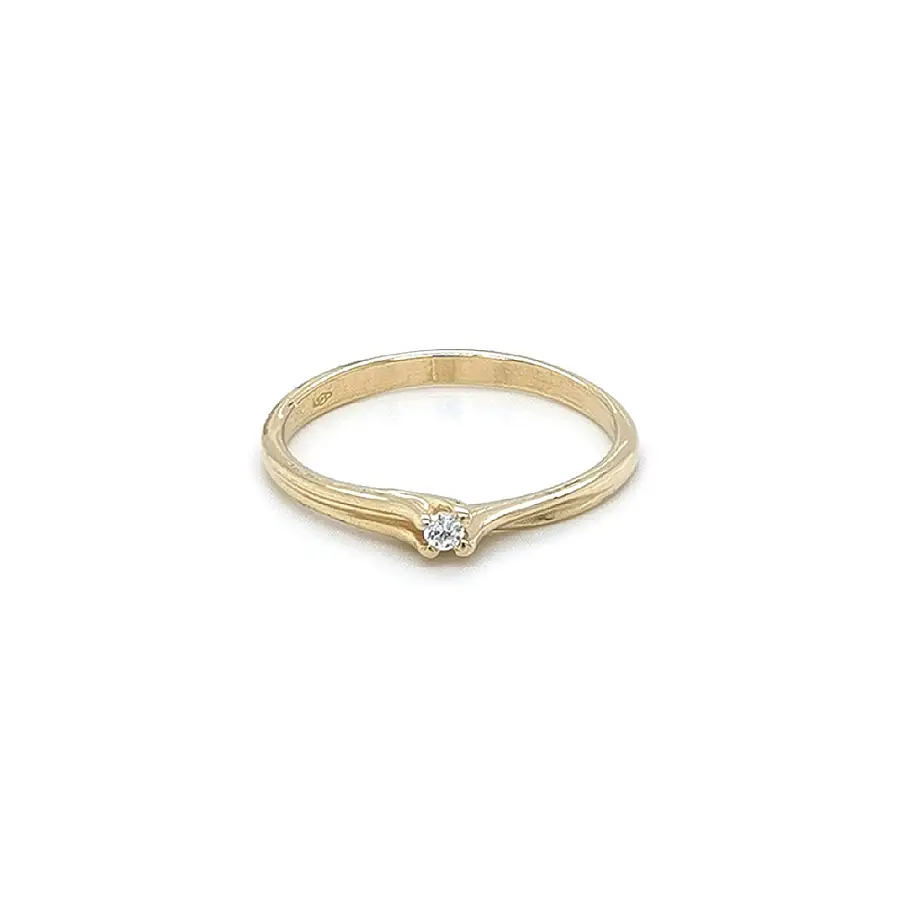 Gold Engagement Ring with Zircon