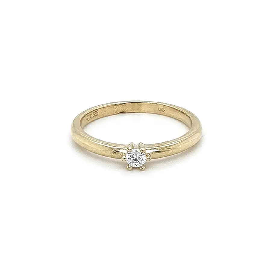 Gold Engagement Ring with Zircon