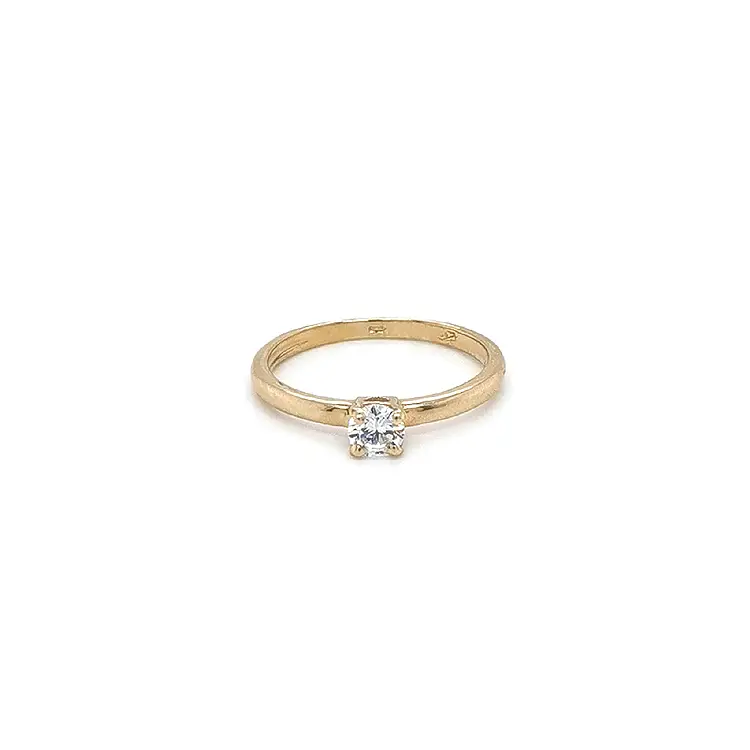 Gold Engagement Ring with Zircon