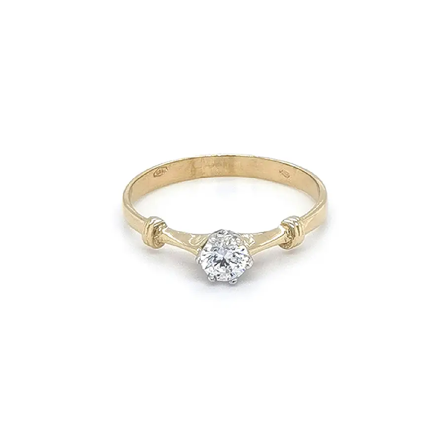 Gold Engagement Ring with Zircon