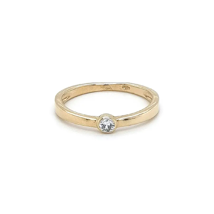 Gold Engagement Ring with Zircon