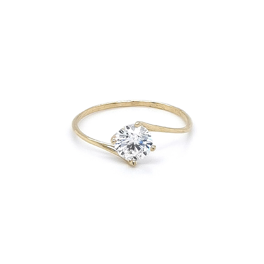 Gold Zircon Tooth Ring