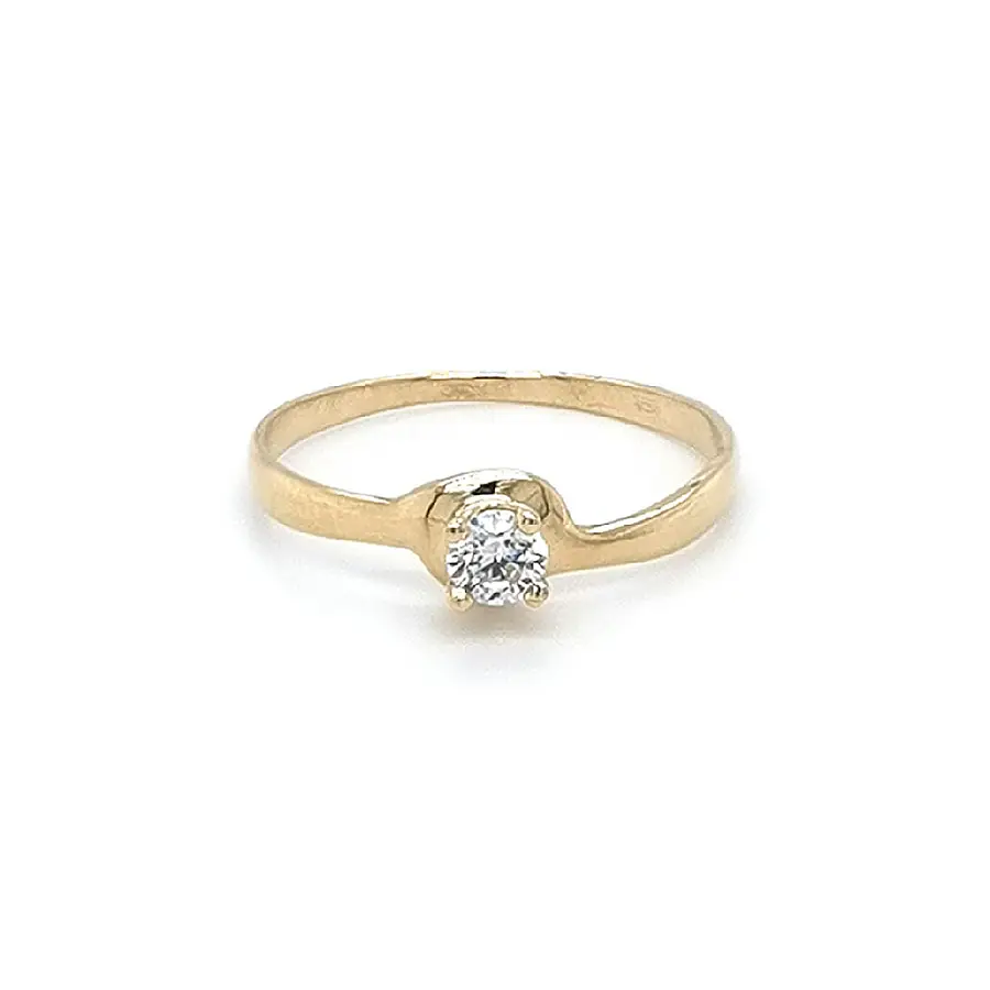 Gold Engagement Ring with Zircon