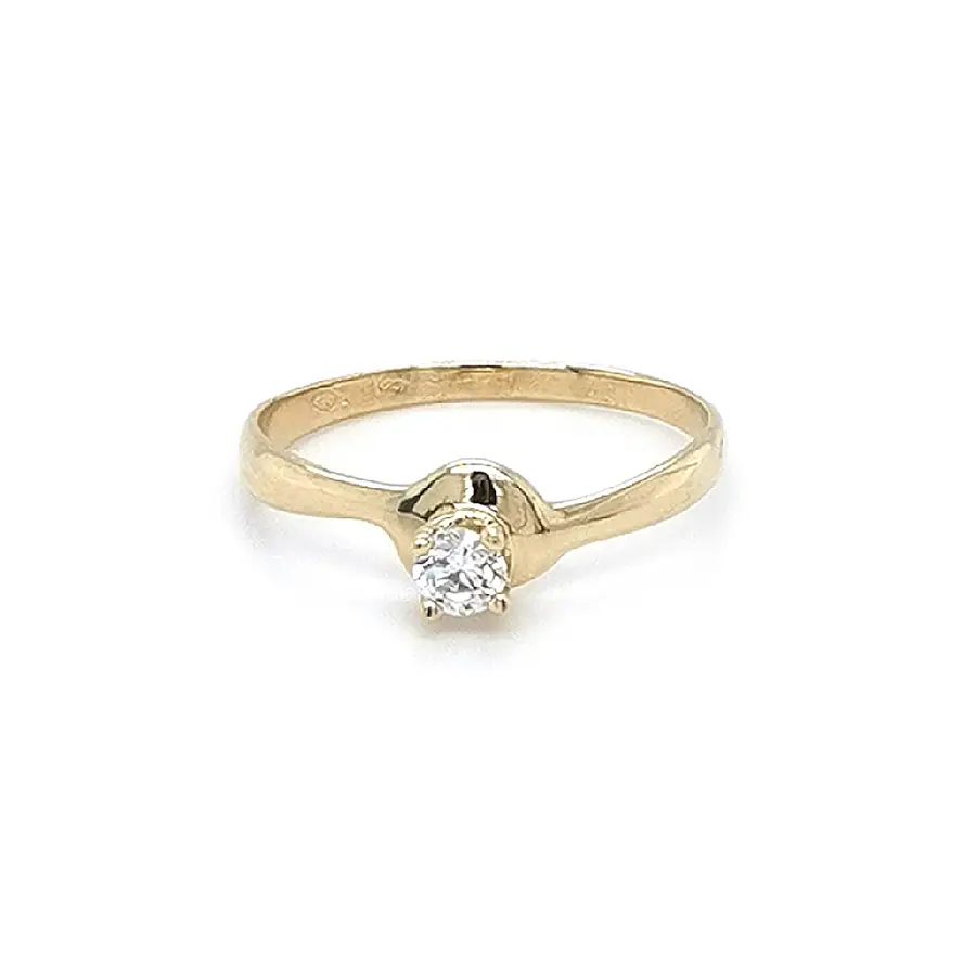 Gold Engagement Ring with Zircon
