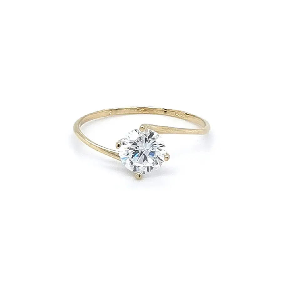Gold Engagement Ring with Zircon