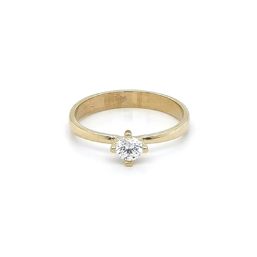Gold Engagement Ring with Zircon
