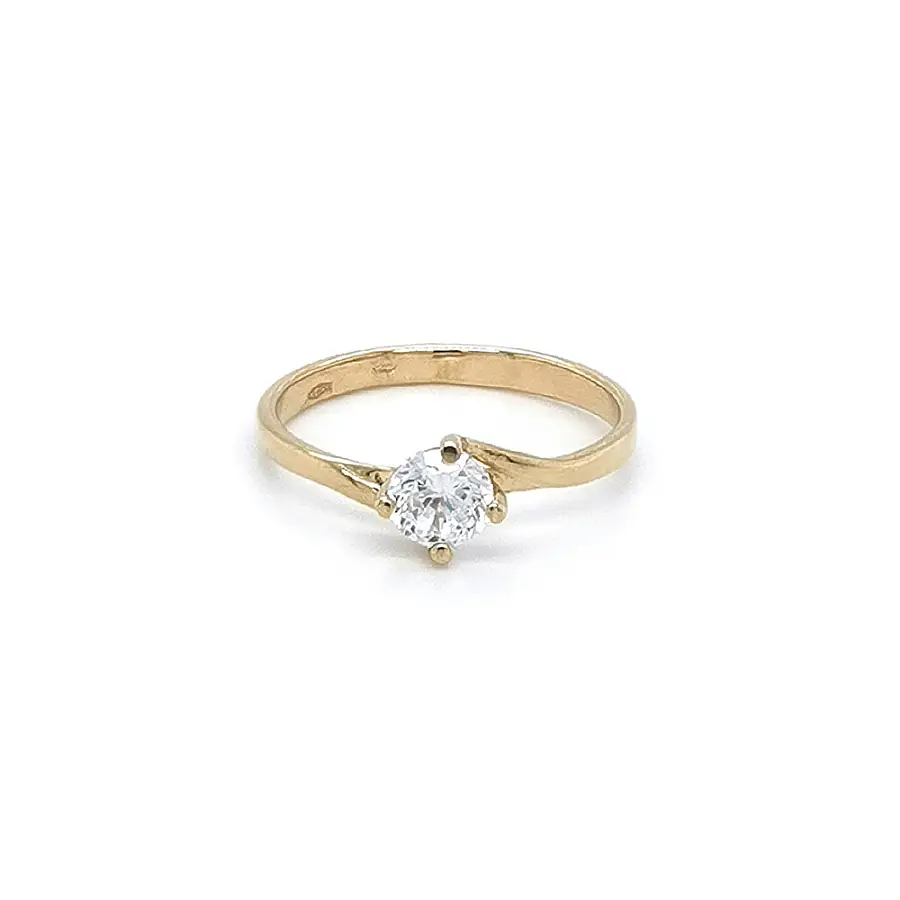 Gold Engagement Ring with Zircon