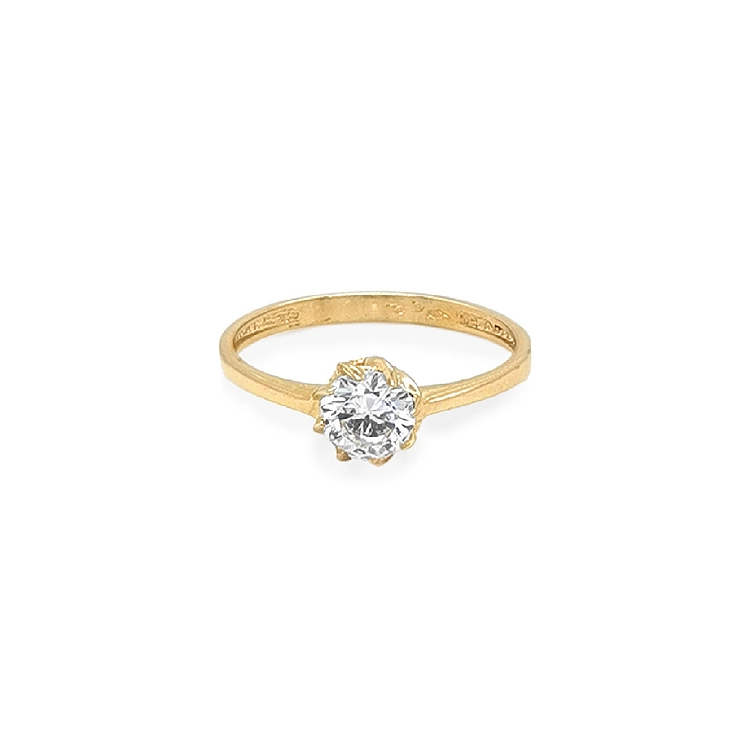 Gold Engagement Ring with Zircon