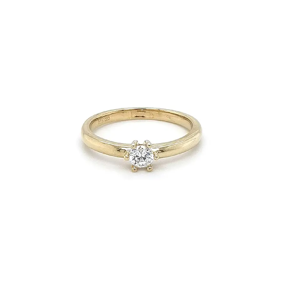 Gold Engagement Ring with Zircon