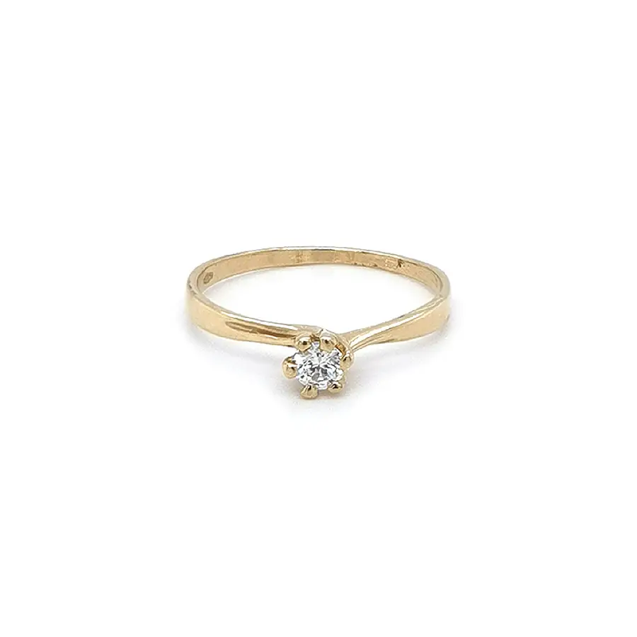 Gold Engagement Ring with Zircon