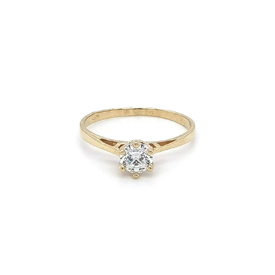 Gold Engagement Ring with Zircon