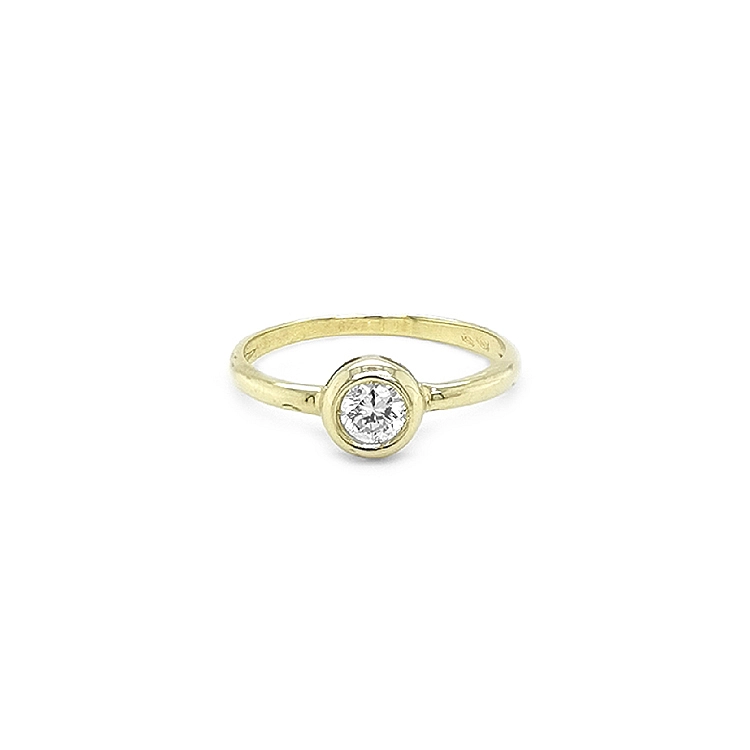 Gold Engagement Ring with Zircon