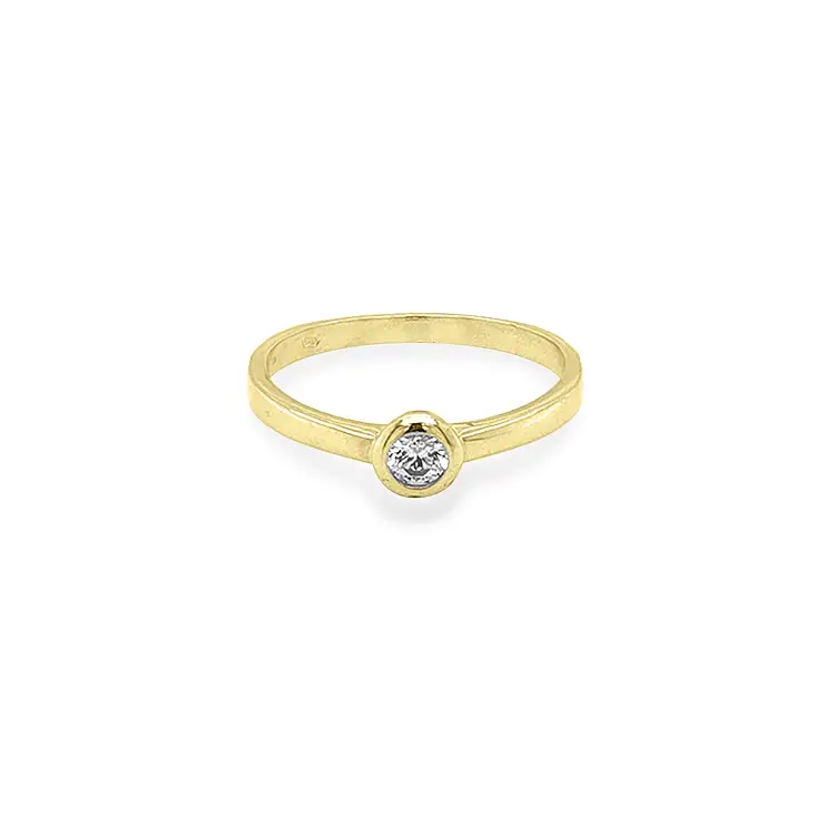 Gold Engagement Ring with Zircon