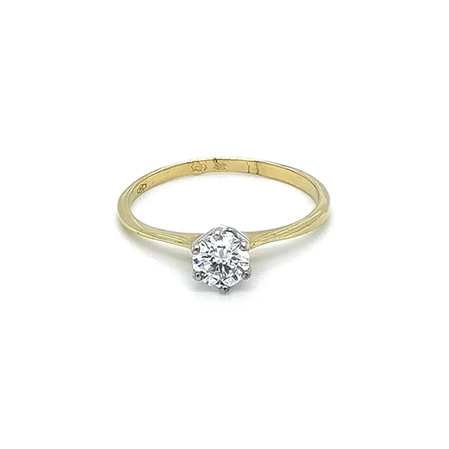 Engagement Ring with Zircon made of Combined Gold