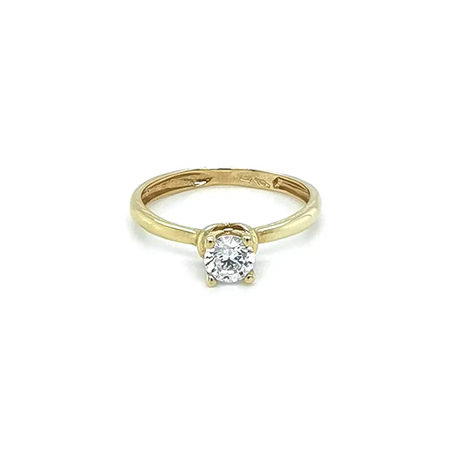 Gold Engagement Ring with Zircon