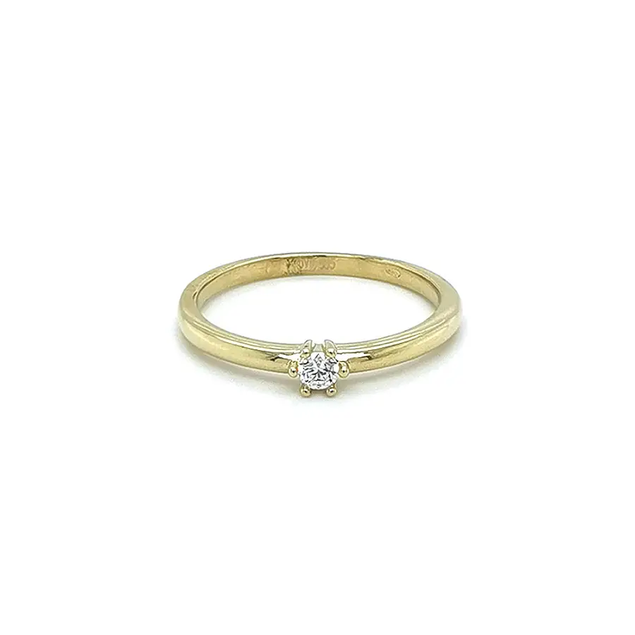 Gold Engagement Ring with Zircon