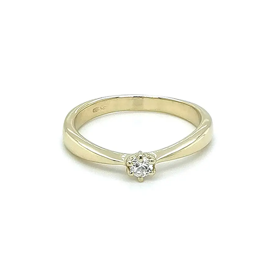 Gold Engagement Ring with Zircon