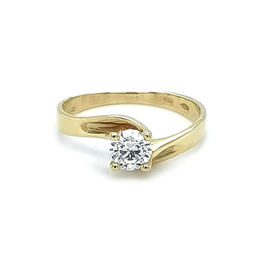 Gold Engagement Ring with Zircon