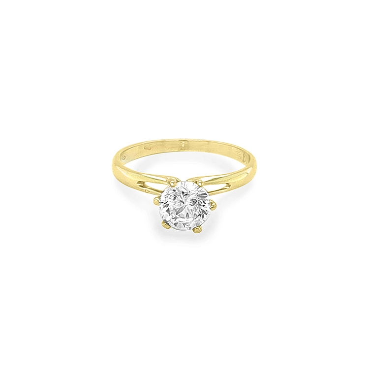 Gold Engagement Ring with Zircon