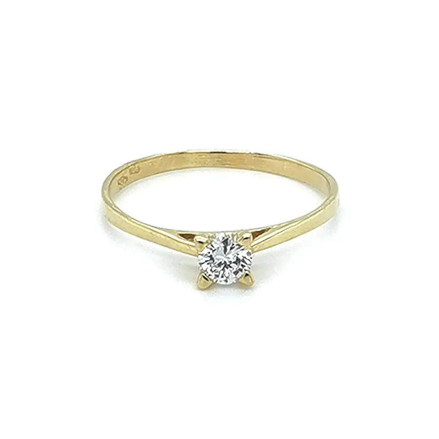 Gold Engagement Ring with Zircon