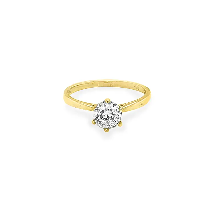 Gold Engagement Ring with Zircon