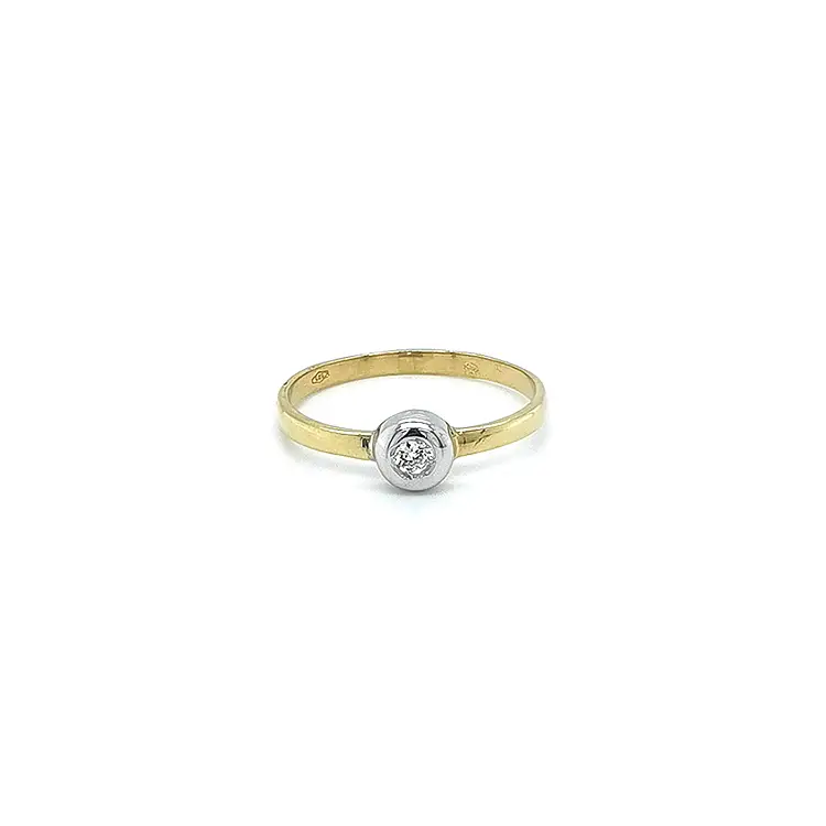 Gold Engagement Ring with Zircon