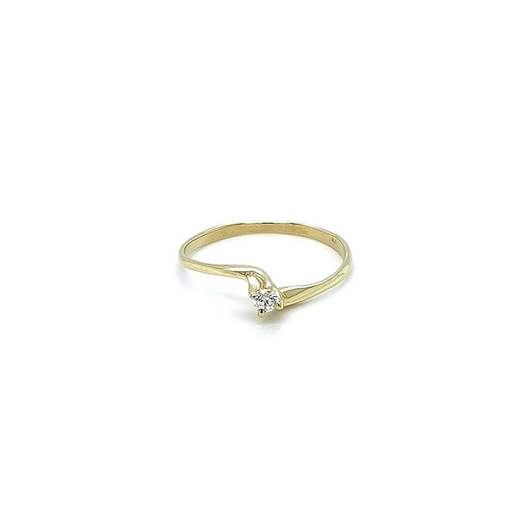 Gold Engagement Ring with Zircon