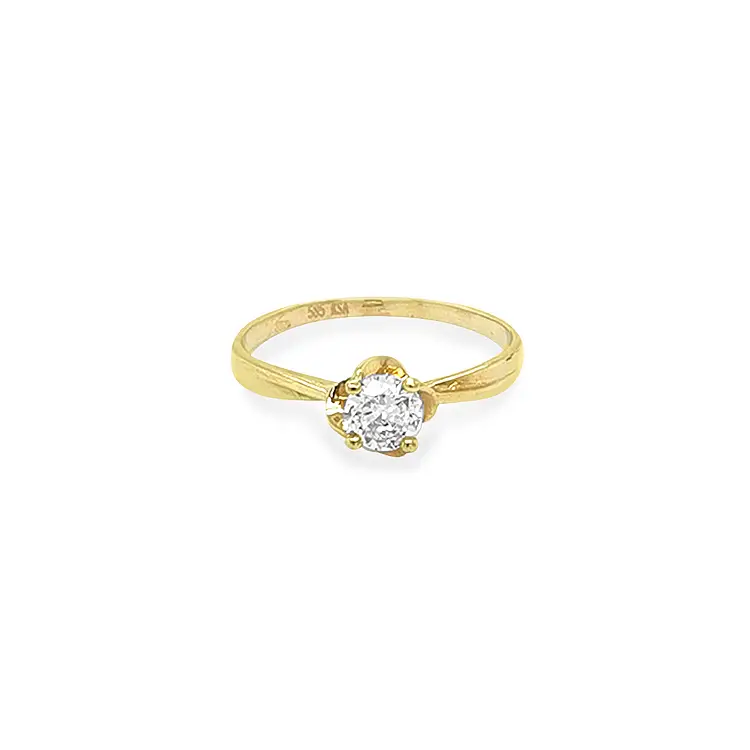 Gold Engagement Ring with Zircon