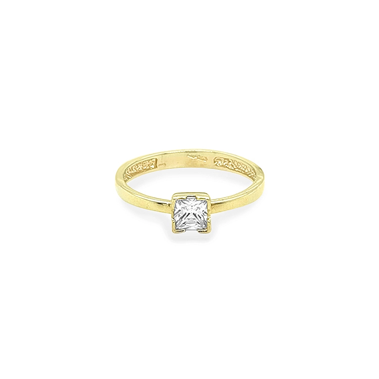 Gold Engagement Ring with Zircon