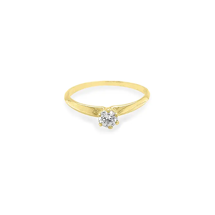 Gold Engagement Ring with Zircon
